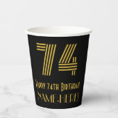 Gobelets En Papier 74e anniversaire : Art Déco Inspiré Look "74" & No (Recto)