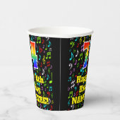 Gobelets En Papier 74th Birthday : Fun Music Notes Motif, Rainbow 74 (Droite)