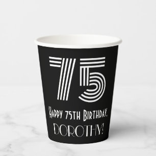 Gobelets En Papier 75e anniversaire — Art Déco Inspiré Look "75" + No