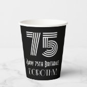 Gobelets En Papier 75e anniversaire — Art Déco Inspiré Look "75" + No (Recto)