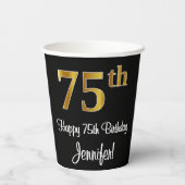 Gobelets En Papier 75e anniversaire - Elégant luxe Faux Gold Look # (Verso)