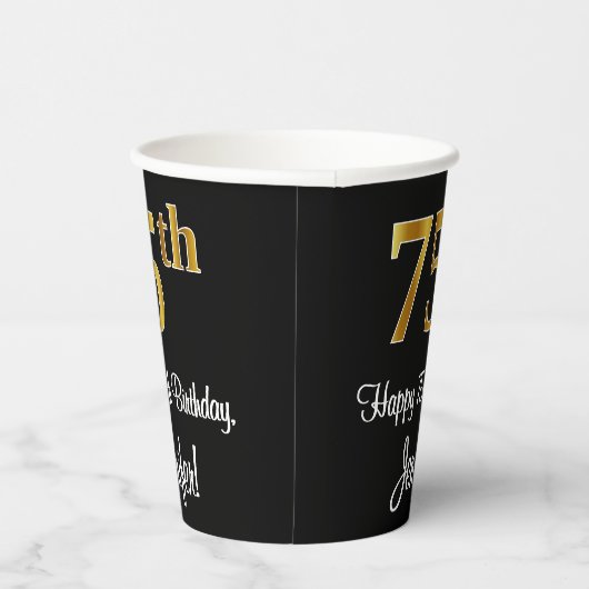 Gobelets En Papier 75e anniversaire - Elégant luxe Faux Gold Look # (Droite)