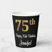 Gobelets En Papier 75e anniversaire - Elégant luxe Faux Gold Look # (Recto)