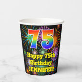 Gobelets En Papier 75e anniversaire : Fun Fireworks Motif + Rainbow 7 (Verso)