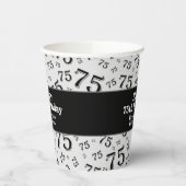 Gobelets En Papier 75e Joyeux anniversaire noir/blanc Motif numérique (Gauche)