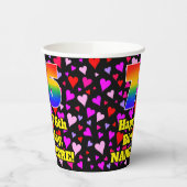 Gobelets En Papier 76e anniversaire : Amour Hearts Motif, Arc-en-ciel (Gauche)