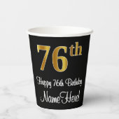 Gobelets En Papier 76e anniversaire - Elégant luxe Faux Gold Look # (Verso)