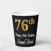 Gobelets En Papier 76e anniversaire - Elégant luxe Faux Gold Look # (Recto)