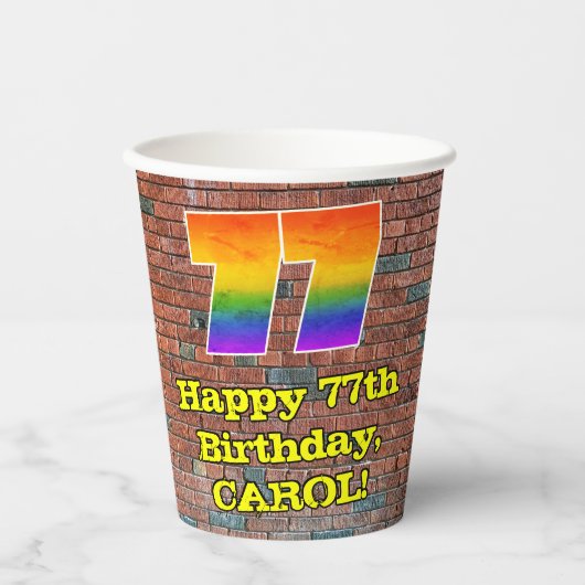 Gobelets En Papier 77e anniversaire : Arc en ciel inspiré par les gra (Recto)