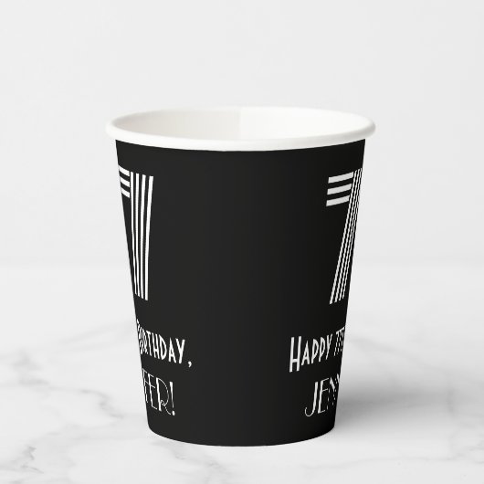 Gobelets En Papier 77e anniversaire — Art Déco Inspiré Look "77" + No (Gauche)