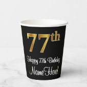 Gobelets En Papier 77e anniversaire - Elégant luxe Faux Gold Look # (Verso)