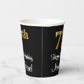 Gobelets En Papier 77e anniversaire - Elégant luxe Faux Gold Look # (Droite)