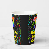 Gobelets En Papier 77e anniversaire : Fun Music Notes Motif, Rainbow (Gauche)