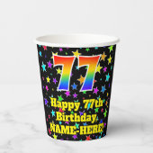 Gobelets En Papier 77e anniversaire : Fun Stars Motif et Rainbow 77 (Verso)