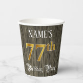 Gobelets En Papier 77th Birthday Party — Faux Gold & Faux Wood Looks (Recto)
