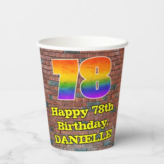 Gobelets En Papier 78e anniversaire : Arc en ciel inspiré par les gra (Verso)
