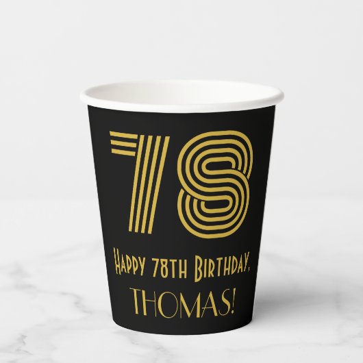 Gobelets En Papier 78e anniversaire : Art Déco Inspiré Look "78" & No (Verso)