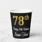 Gobelets En Papier 78e anniversaire - Elégant luxe Faux Gold Look # (Verso)
