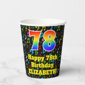 Gobelets En Papier 78e anniversaire : Fun Music Notes Motif, Rainbow (Verso)