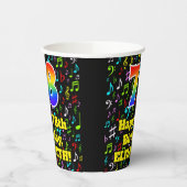 Gobelets En Papier 78e anniversaire : Fun Music Notes Motif, Rainbow (Gauche)