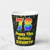 Gobelets En Papier 78e anniversaire : Fun Music Notes Motif, Rainbow (Recto)