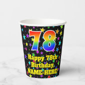 Gobelets En Papier 78e anniversaire : Fun Stars Motif et Rainbow 78 (Verso)