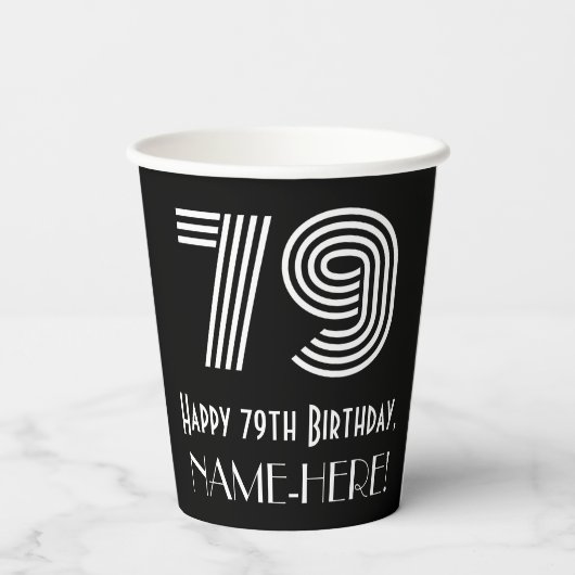 Gobelets En Papier 79e anniversaire — Art Déco Inspiré Look "79" + No (Verso)