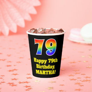 Gobelets En Papier 79e anniversaire : coloré, amusant, excitant, arc-