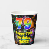 Gobelets En Papier 79e anniversaire : Fun Fireworks Motif + Rainbow 7 (Recto)