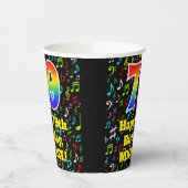 Gobelets En Papier 79e anniversaire : Fun Music Notes Motif, Rainbow (Gauche)