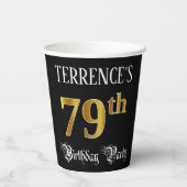 Gobelets En Papier 79e Birthday Party — Fancy Script, Faux Gold Look (Verso)