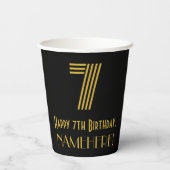 Gobelets En Papier 7e anniversaire : Art Déco Inspiré Look "7" & Nom (Verso)