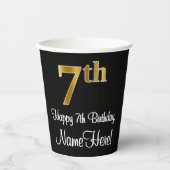 Gobelets En Papier 7e anniversaire - Elégant luxe Faux Gold Look # (Recto)
