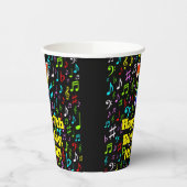 Gobelets En Papier 7e anniversaire : Fun Music Notes Motif, Rainbow 7 (Gauche)