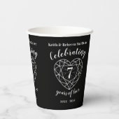 Gobelets En Papier 7e Mariage Anniversaire coeur ligne noir onyx (Verso)