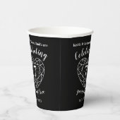 Gobelets En Papier 7e Mariage Anniversaire coeur ligne noir onyx (Droite)