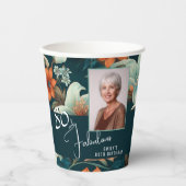 Gobelets En Papier 80 et fabuleux Motif Flower Photo Anniversaire (Recto)