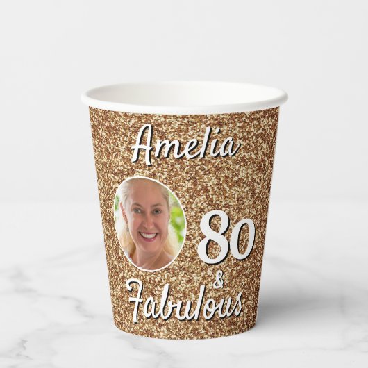 Gobelets En Papier 80 et Fabulous Gold Parties scintillant 80e annive (Verso)