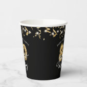 Gobelets En Papier 80e anniversaire Black Gold Script Streamers (Gauche)