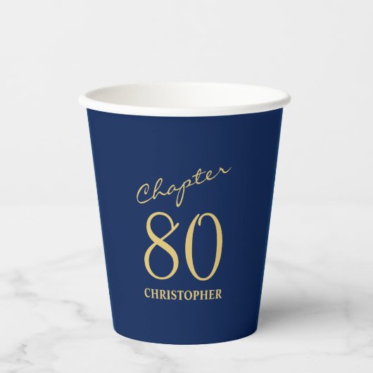 Gobelets En Papier 80e anniversaire Chapitre 80 Or bleu (Recto)