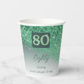 Gobelets En Papier 80e anniversaire Classy Falling Green Parties scin (Recto)