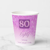 Gobelets En Papier 80e anniversaire Classy Falling Pink Parties scint (Recto)