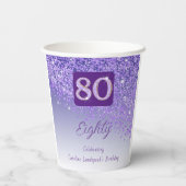 Gobelets En Papier 80e anniversaire Classy Falling Purple Parties sci (Verso)