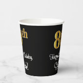 Gobelets En Papier 80e anniversaire - Elégant luxe Faux Gold Look # (Gauche)
