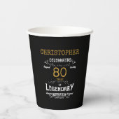 Gobelets En Papier 80e anniversaire Légendaire Black Gold Retro (Verso)