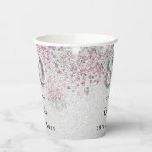 Gobelets En Papier 80e anniversaire parties scintillant rose argent (Gauche)