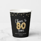 Gobelets En Papier 80e anniversaire Soeurs à 80 ans Black Gold (Verso)