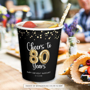 Gobelets En Papier 80e anniversaire Soeurs à 80 ans Black Gold