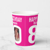 Gobelets En Papier 80e anniversaire sur mesure deux photo rose blanc (Droite)