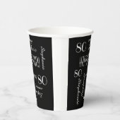 Gobelets En Papier 80e fête d'anniversaire répétée Noms noir blanc (Droite)